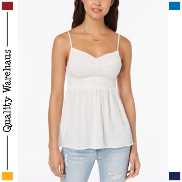 smocked babydoll tank top